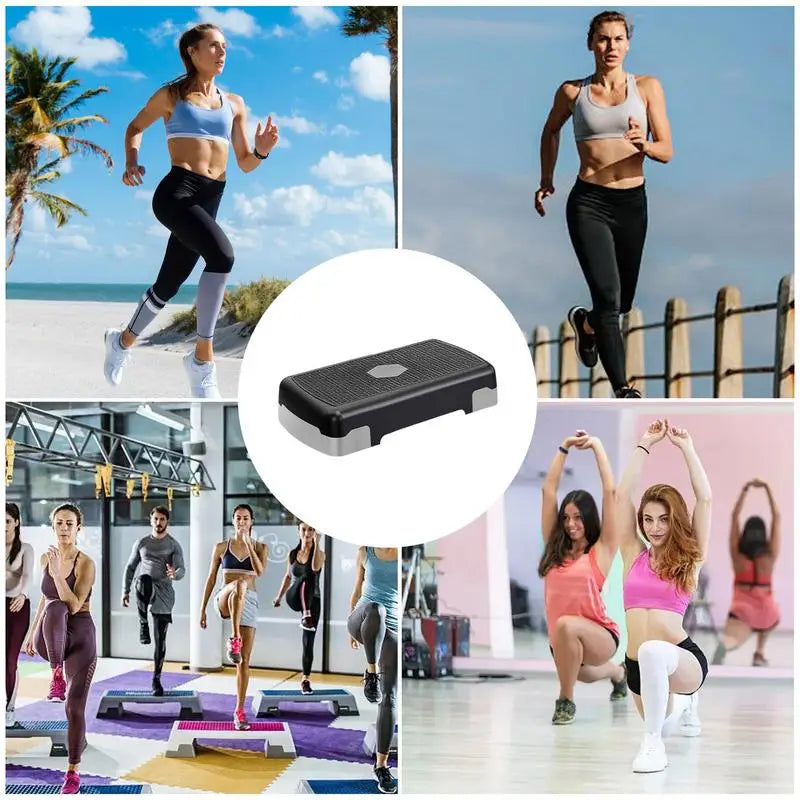 Exercise Step Aerobic Stepper Step Trainer Step Board with 3 Risers for Home Gym Cardio Strength & Training Exercise