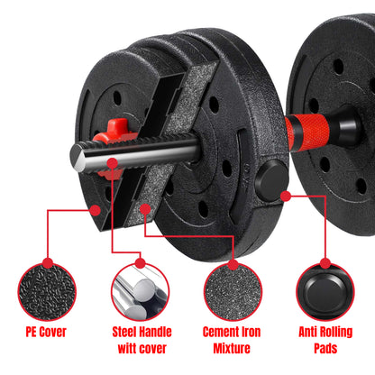 Exersci 20Kg-40Kg Adjustable Dumbbell Barbell Weights Set Kettlebell Option